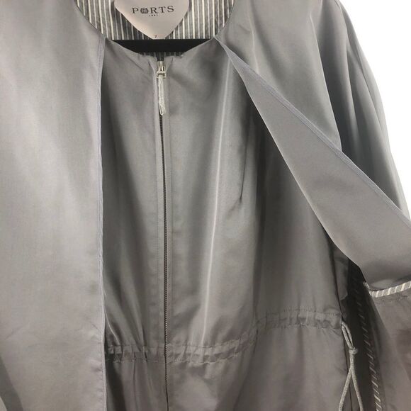 PORTS 1961 Silver Zip Front Trench Coat- Size 2 - Picture 6 of 11